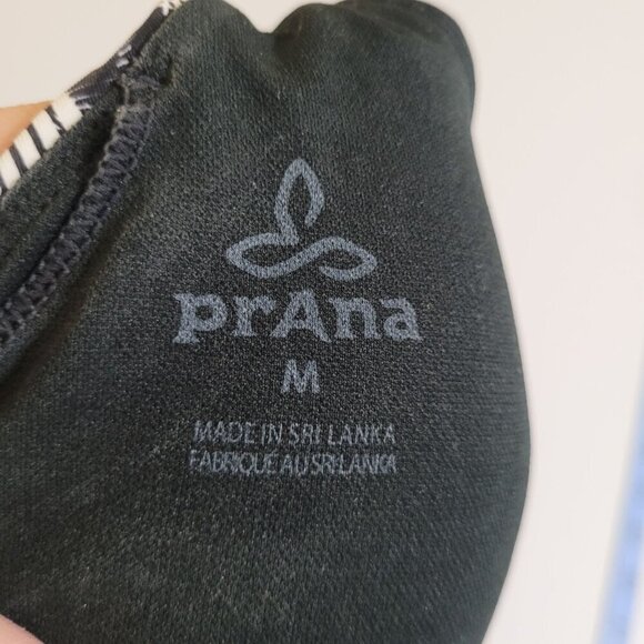 PrAna Womens Black & White Strappy Sports Bra‎ M Gym Workout Yoga Active - Picture 2 of 6